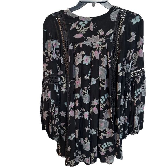 Free People Tunic Floral Flowy Dress Urban Boho Vivid Crotchet Blouse SP - Picture 4 of 11